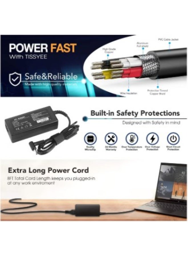 Terabyte شاحن لابتوب HP بقوة 45 واط و19.5 فولت و2.31 أمبير، طرف أزرق، HP Pavilion x360 11 13 15، Zbook 14u G4 G5 15u 15 G3، Notebook 15، HP Stream 13 11 14 مزود بكيبل الطاقة - Image 2